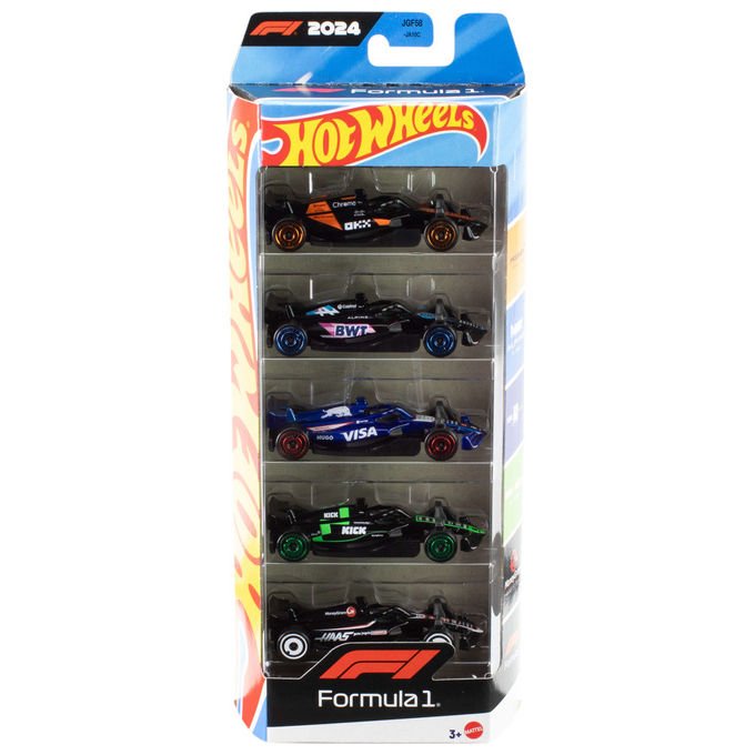 Hot Wheels Set 5 Auto da Corsa Formula 1 Modellini Die-Cast in Metallo 1:64