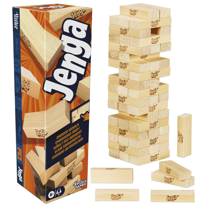 Hasbro Gaming Jenga Refresh con Dado Digitale Gioco da Tavolo Legno 6+ Anni