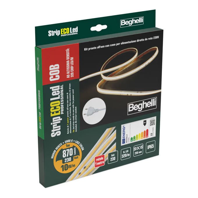 Beghelli Striscia LED COB 10W IP65 3000K 1 Metro