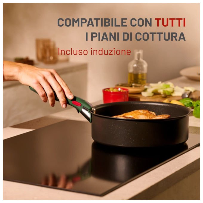 Lagostina Manico Rimovibile Ingenio Verde Bachelite e Acciaio Inox Compatibile con Pentole Ingenio