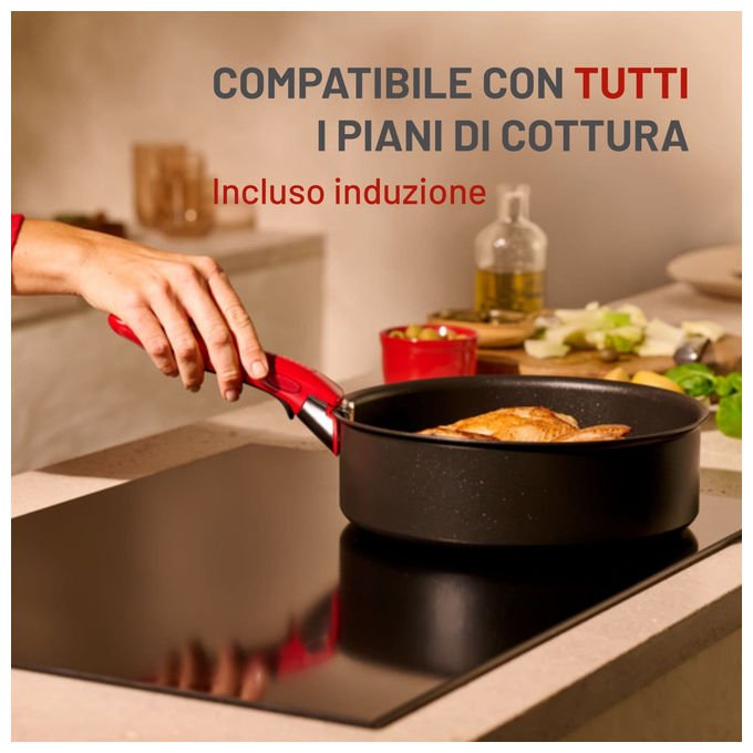 Lagostina Manico Rimovibile Ingenio Rosso Compatibile con pentole Ingenio