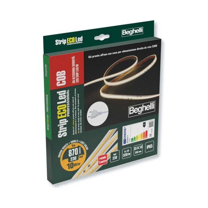 Beghelli Striscia LED COB 10W 3000K IP65 - Yeppon
