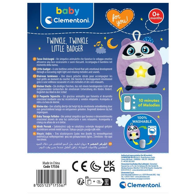 Clementoni Disney Baby Twinkle Twinkle Tasso Peluche Luce Notturna con Suoni
