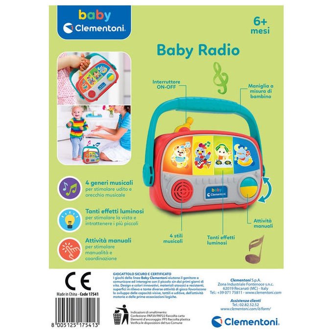 Clementoni Baby Radiolina Interattiva Giocattolo con Suoni e Luci