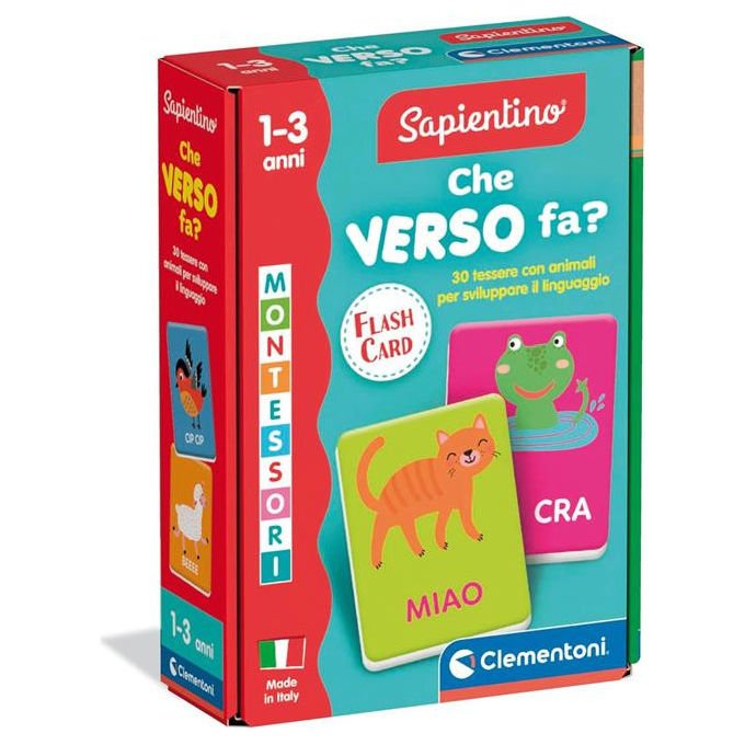Clementoni Sapientino Montessori Flashcards Che Verso Fa Gioco educativo per bambini 1-3 anni