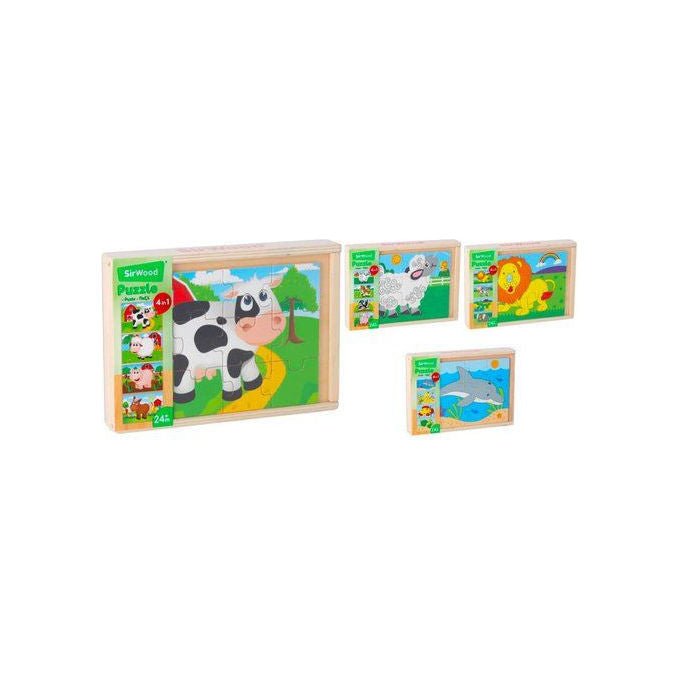 Globo Puzzle in Legno 4 in 1 Assortito Sir Wood Gioco Educativo