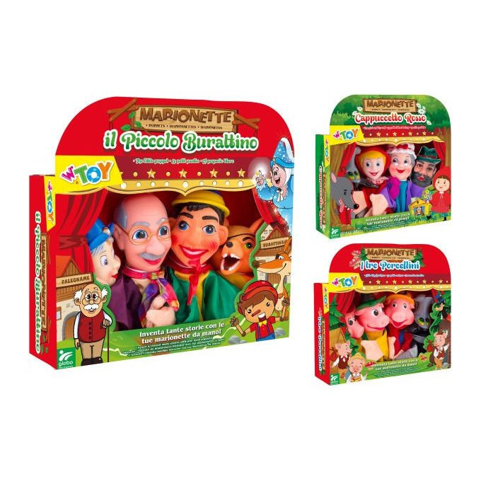 Globo Burattini Set 4 Personaggi Assortiti Tema Favole Eta' 36+ Mesi