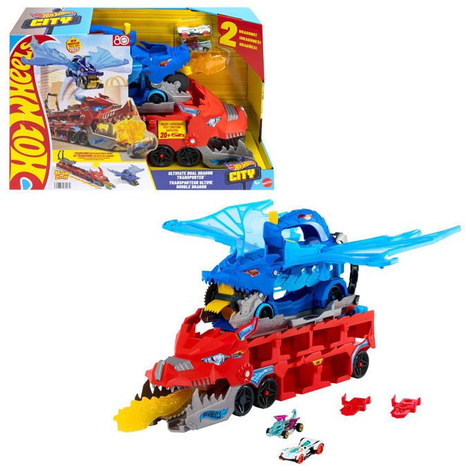 Hot Wheels Drago Trasportatore Trasformabile Include 2 Veicoli
