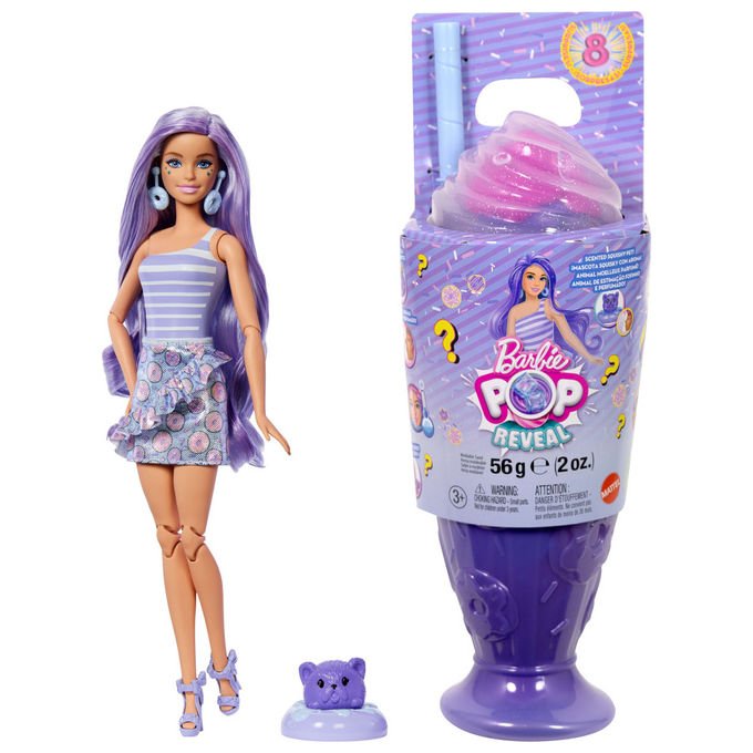 Barbie Pop Reveal Bambola Alla Moda Serie Treats Viola con 8 Sorprese Profumata