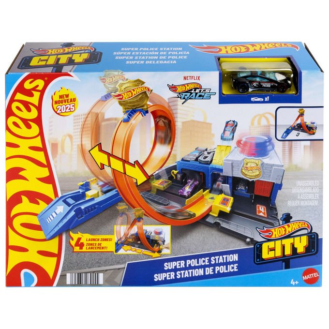 Hot Wheels Pista City Super Commissariato di Polizia Playset con Veicolo