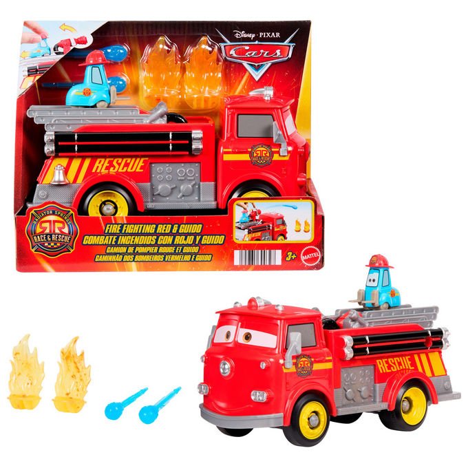 Mattel Disney Pixar Cars Camion Pompieri Sfreccia e Soccorri Red e Guido JFL54