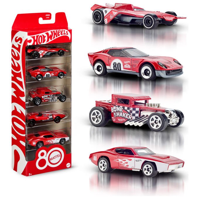 Hot Wheels Set 5 Veicoli Core Mattel 80° Anniversario