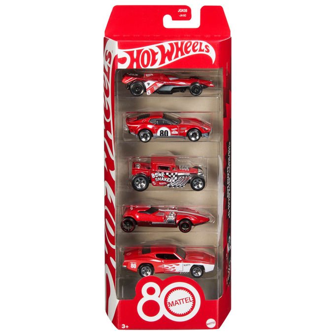 Hot Wheels Set 5 Veicoli Core Mattel 80° Anniversario