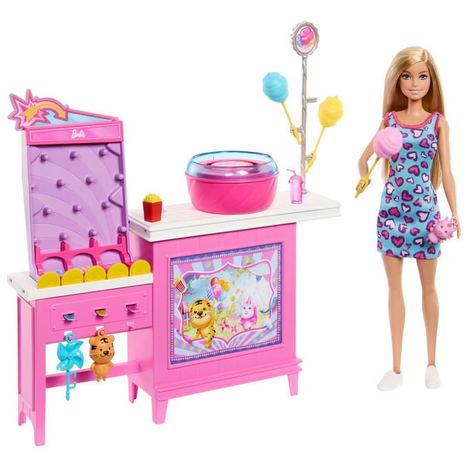 Barbie Bambola Chiosco Zucchero Filato con 20 Accessori