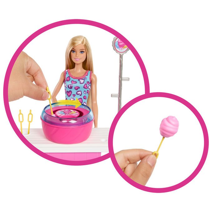 Barbie Bambola Chiosco Zucchero Filato con 20 Accessori