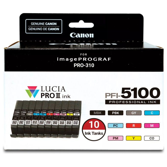 Canon 6951C009 PFI-5100 Multipack cartuccia d'inchiostro originale resa standard 10 pezzi colore Nero