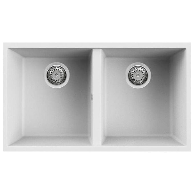 Elleci Quadra 350 Sottotop Lavello da Incasso 2 Vasche Granitek Bianco Soft