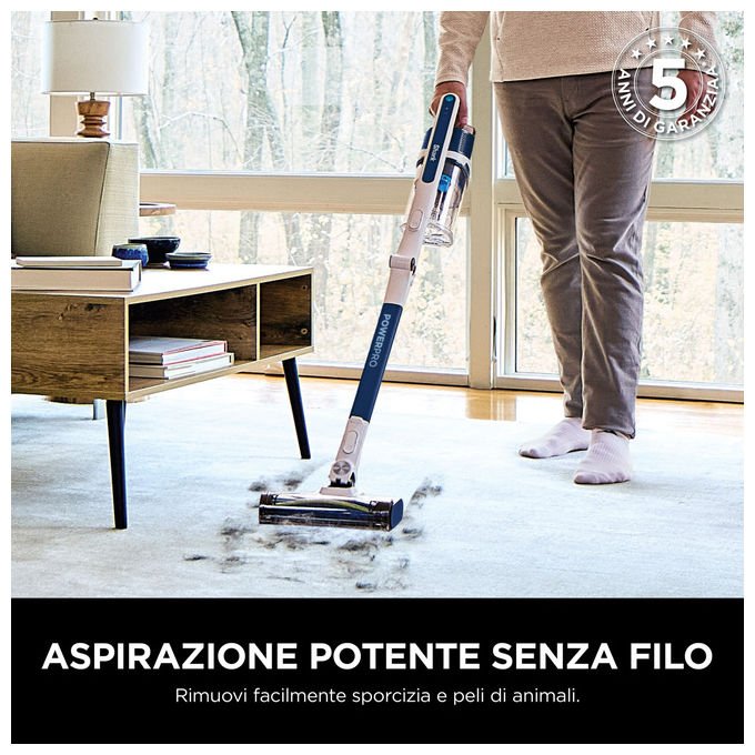 Shark IZ380EU - Aspirapolvere Senza Filo PowerPro con Anti Hair Wrap e FloorDetect Blu Scuro Metallizzato - Yeppon