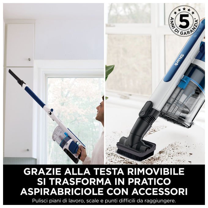 Shark IZ380EU - Aspirapolvere Senza Filo PowerPro con Anti Hair Wrap e FloorDetect Blu Scuro Metallizzato - Yeppon