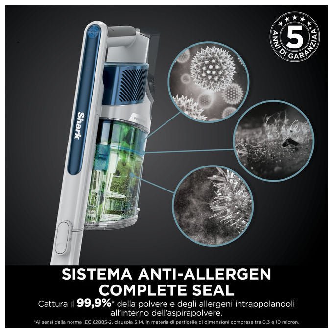 Shark IZ380EU - Aspirapolvere Senza Filo PowerPro con Anti Hair Wrap e FloorDetect Blu Scuro Metallizzato - Yeppon