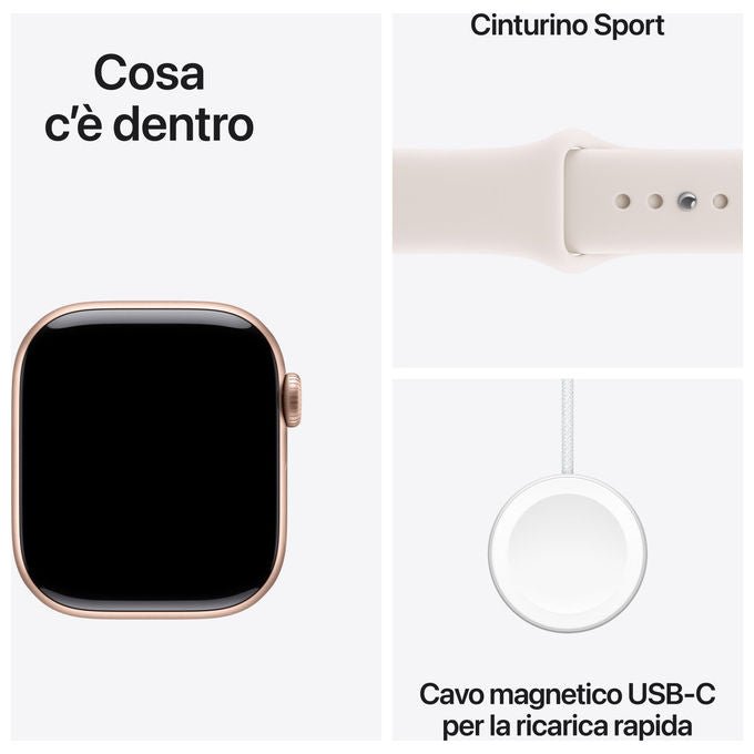 Apple Smartwatch GPS + Cellular Series 11 42mm Cassa Alluminio Oro Rosa Cinturino Rosa Fard