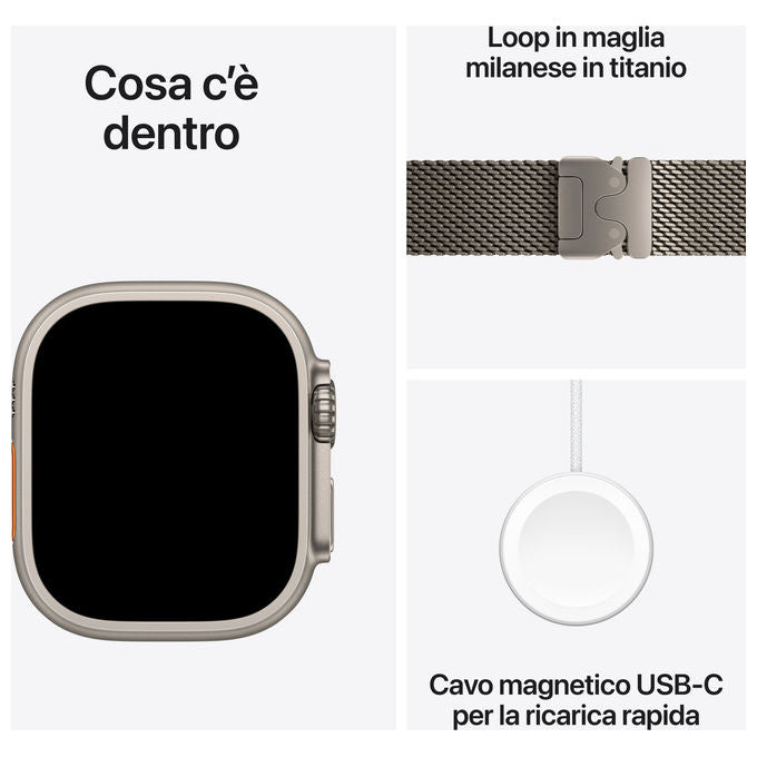 Apple Watch Ultra 3 GPS + Cellular 49mm Titanio Naturale Loop Maglia Milanese Titanio Large