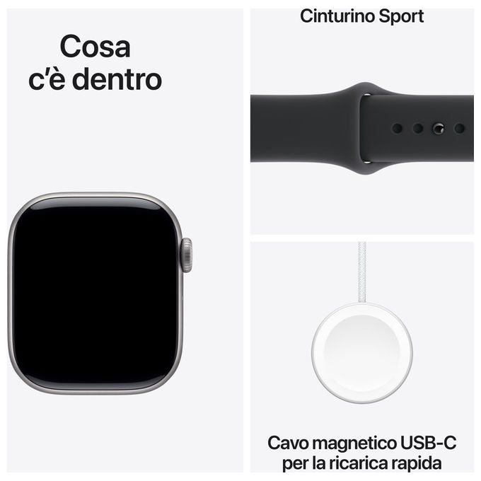Apple Watch Series 11 42mm GPS + Cellular Alluminio Grigio Siderale Sport Band Nero