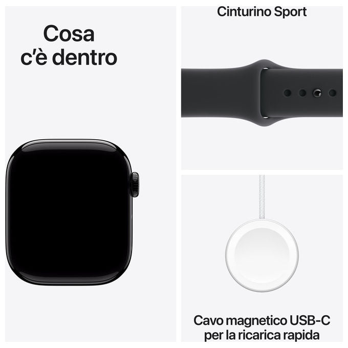 Apple Watch Series 11 GPS Cellular 42mm Cassa Alluminio Jet Black Sport Band Nero