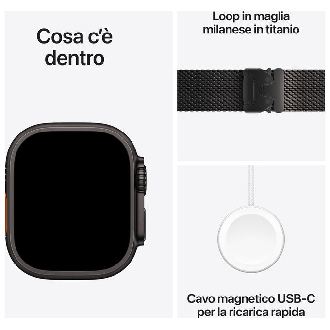 Apple Watch Ultra 3 49mm GPS + Cellular Titanio Nero Loop Maglia Milanese