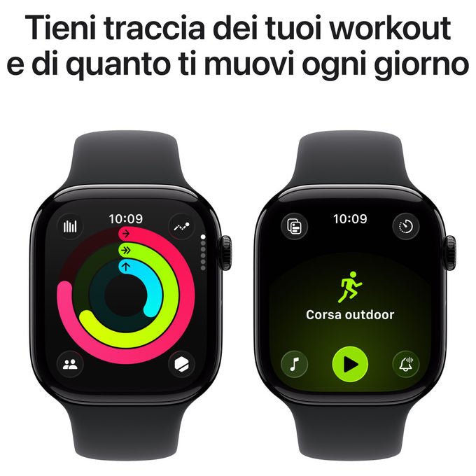Apple Watch Series 11 GPS + Cellular 46mm Alluminio Jet Black Sport Band Nero M-L