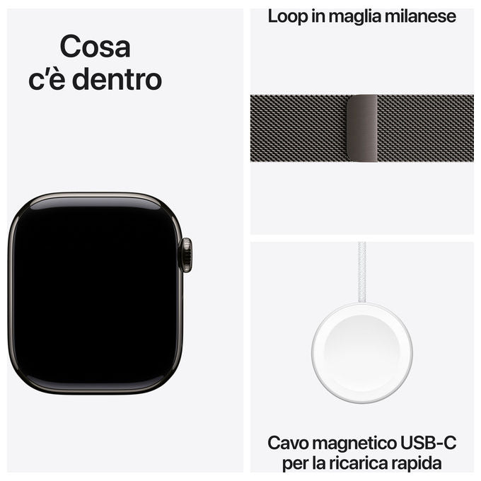 Apple Watch Series 11 GPS Cellular 42mm Titanio Ardesia con Loop Milanese