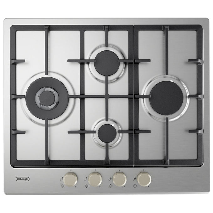 De’Longhi Piano Cottura a Gas da Incasso 60 cm 4 Bruciatori Acciaio Inox