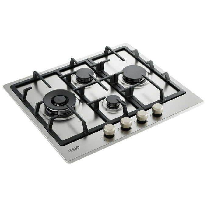 De’Longhi Piano Cottura a Gas da Incasso 60 cm 4 Bruciatori Acciaio Inox