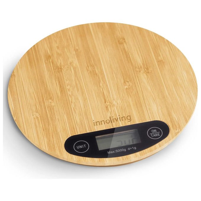 Innoliving Bilancia Cucina Digitale Rotonda Bambu' Portatile