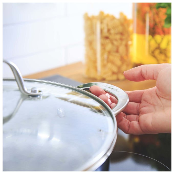 Lagostina Set di Pentole Evelia 13 Pezzi Acciaio Inox con Coperchi in Vetro