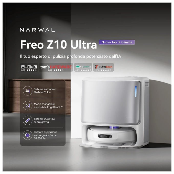 Narwal Aspirapolvere Robot Freo Z10 Ultra Bianco