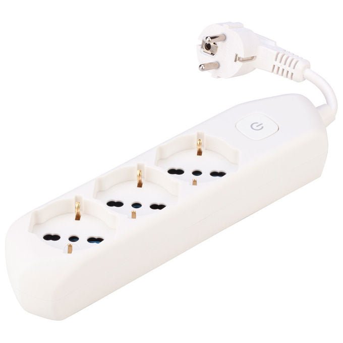 Polypool Presa Multipla Elix 3 Prese Pluristandard Cavo 5cm Interruttore Bianco