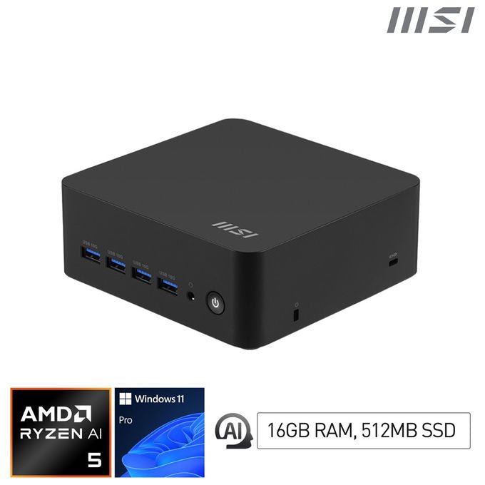 MSI Mini PC Cubi Z AI 8M R5 8645HS 16GB DDR5 512GB SSD Windows 11 Pro Nero