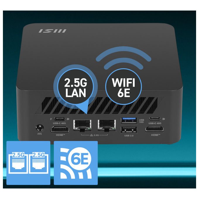 MSI Mini PC Cubi Z AI 8M R5 8645HS 16GB DDR5 512GB SSD Windows 11 Pro Nero