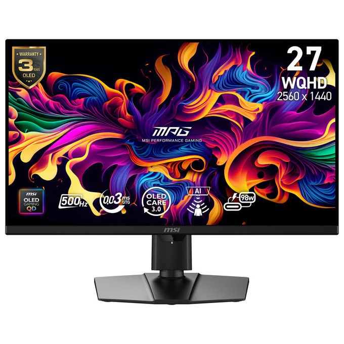 MSI MPG 271QR QD-OLED X50 Display Gaming 27 WQHD - Lastra Quantum Dot OLED 2560 x 1440 500Hz - 003ms DisplayHDR True Black 500 sensore AI Care HDMI 2.1 DP 2.1a USB C (98W PD) nero