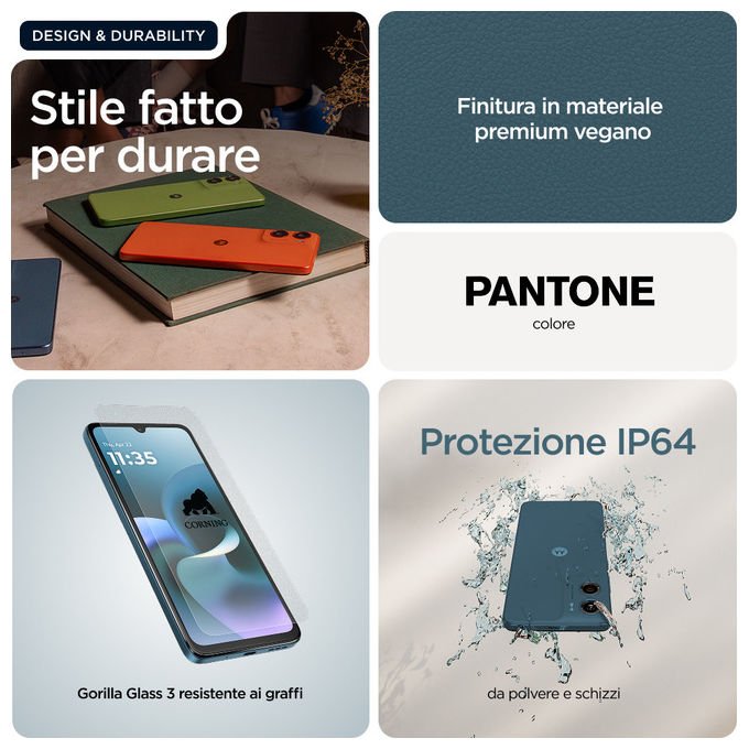 Motorola MOTO G06 Smartphone 6.88'' 8 GB RAM 256 GB MediaTek Helio G81 Extreme 5200 mAh Android 15 Doppia SIM colore Blu