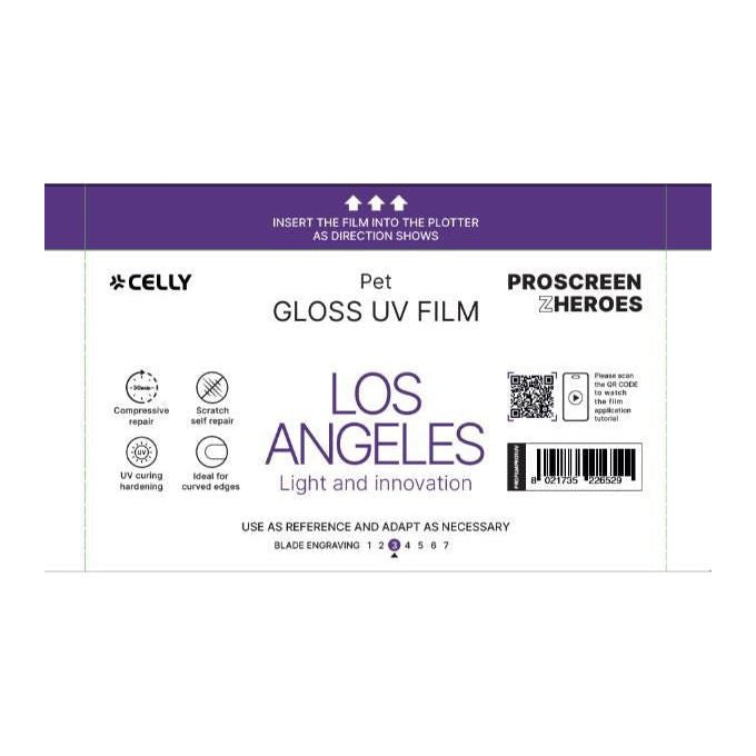 Celly Pellicola Protettiva Universale Profilm UV Glossy Los Angeles 120 x 210 mm 20 Pezzi