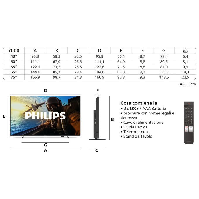 Philips Smart TV LED 4K UHD 50 Pollici Dolby Atmos Titan OS Nero