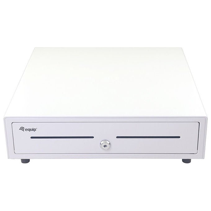 Equip Cassetto Registratore di Cassa Manuale Automatico 4 Scomparti Banconote 8 Slot Monete Bianco