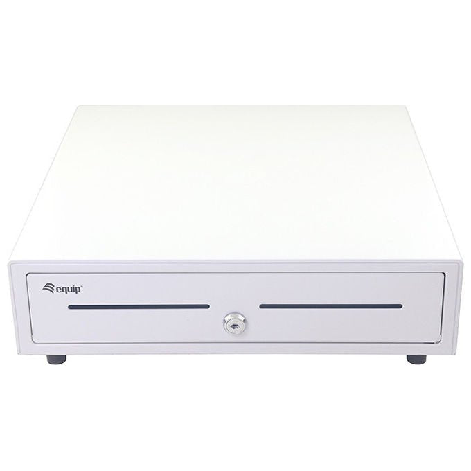Equip Cassetto Registratore di Cassa Manuale Automatico 4 Scomparti Banconote 8 Slot Monete Bianco