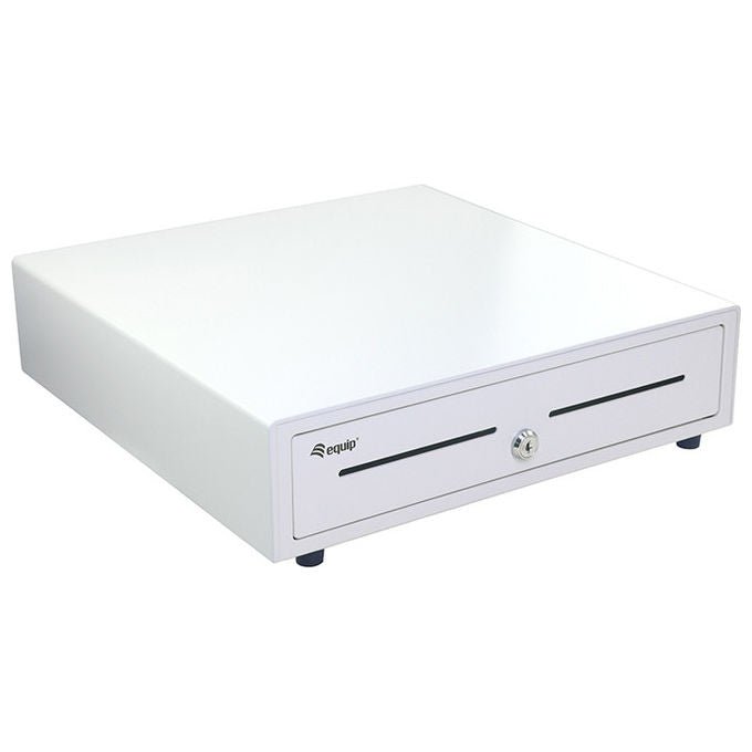 Equip Cassetto Registratore di Cassa Manuale Automatico 4 Scomparti Banconote 8 Slot Monete Bianco