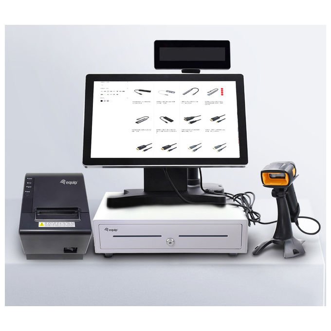 Equip Cassetto Registratore di Cassa Manuale Automatico 4 Scomparti Banconote 8 Slot Monete Bianco