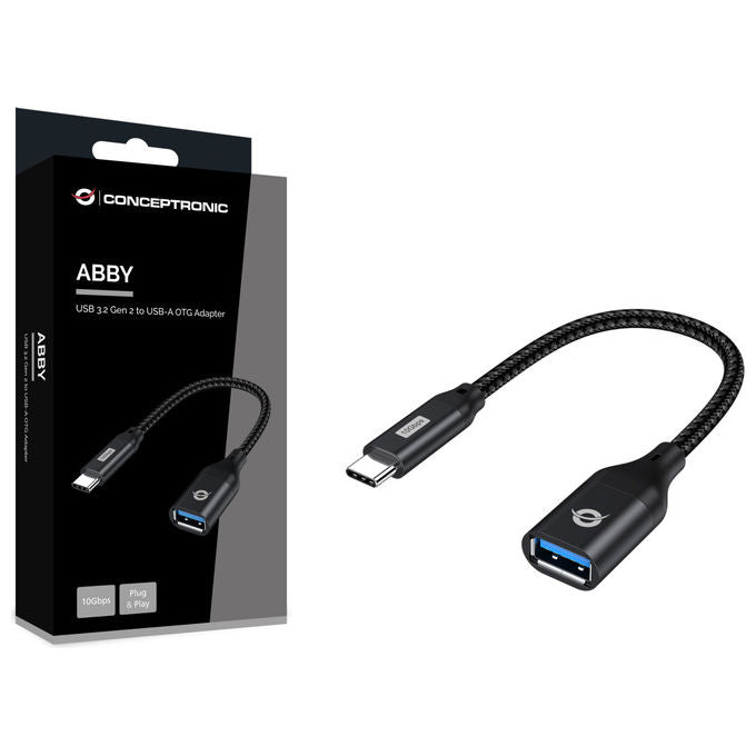 Conceptronic Adattatore USB-C a USB-A Nero USB 3.2 Gen 2