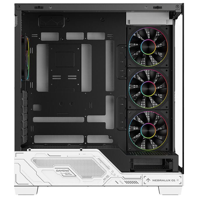 Itek Case PC Gaming Tower ATX Nebralux 01 Bianco-Nero Vetro Temperato ARGB