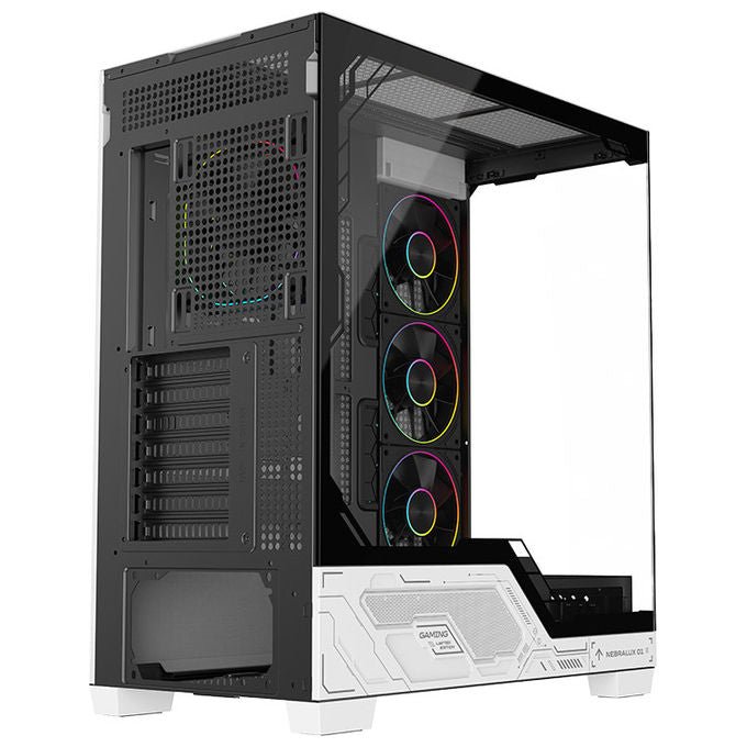 Itek Case PC Gaming Tower ATX Nebralux 01 Bianco-Nero Vetro Temperato ARGB